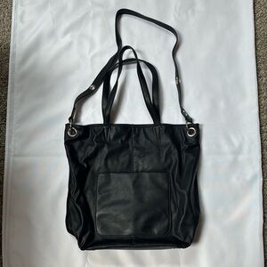Simply Vera Vera Wang Black Oakland Suede Tote Shoulder Bag Silver-Tone Hardware